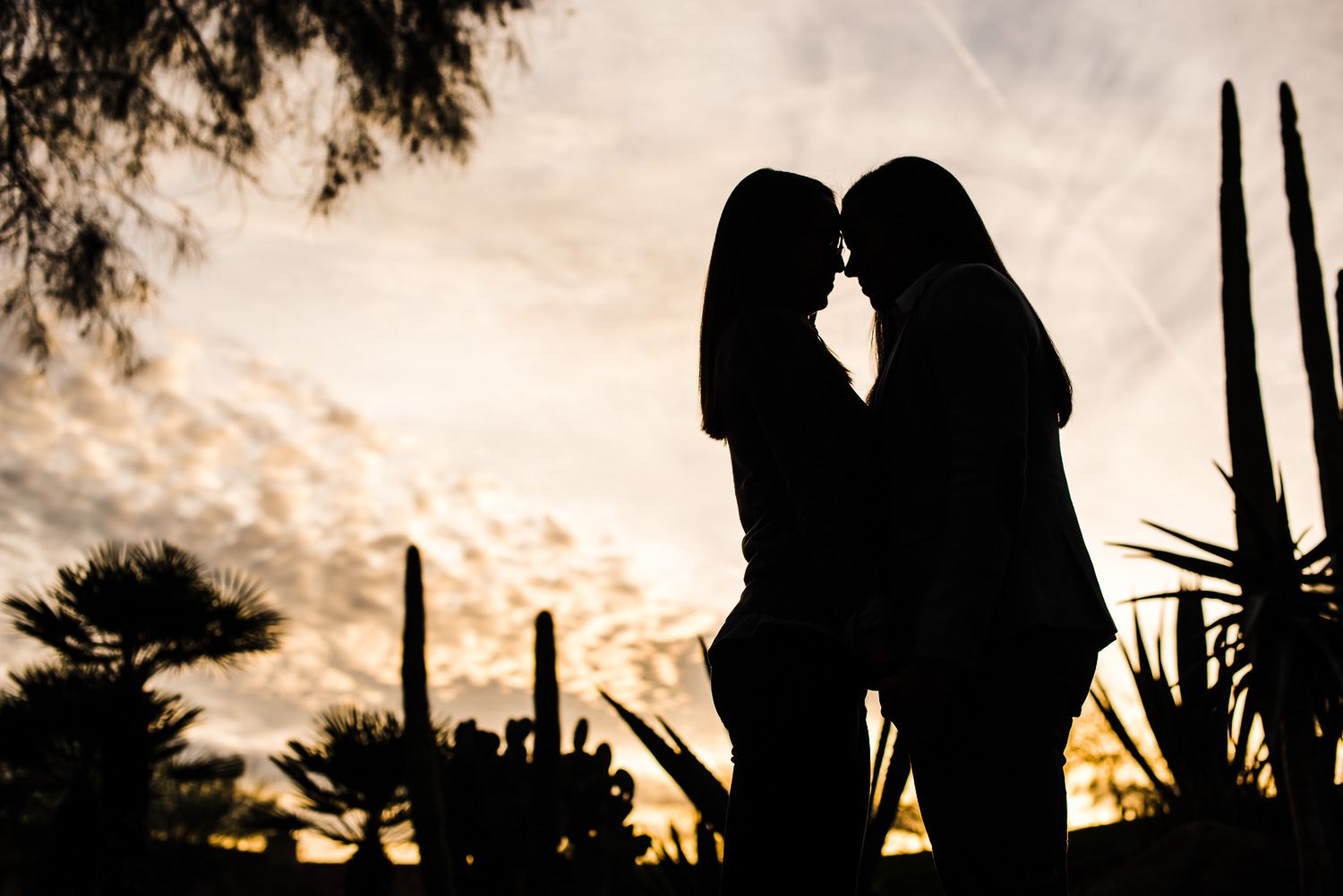 Female Couple Desert Sky Sillhouette