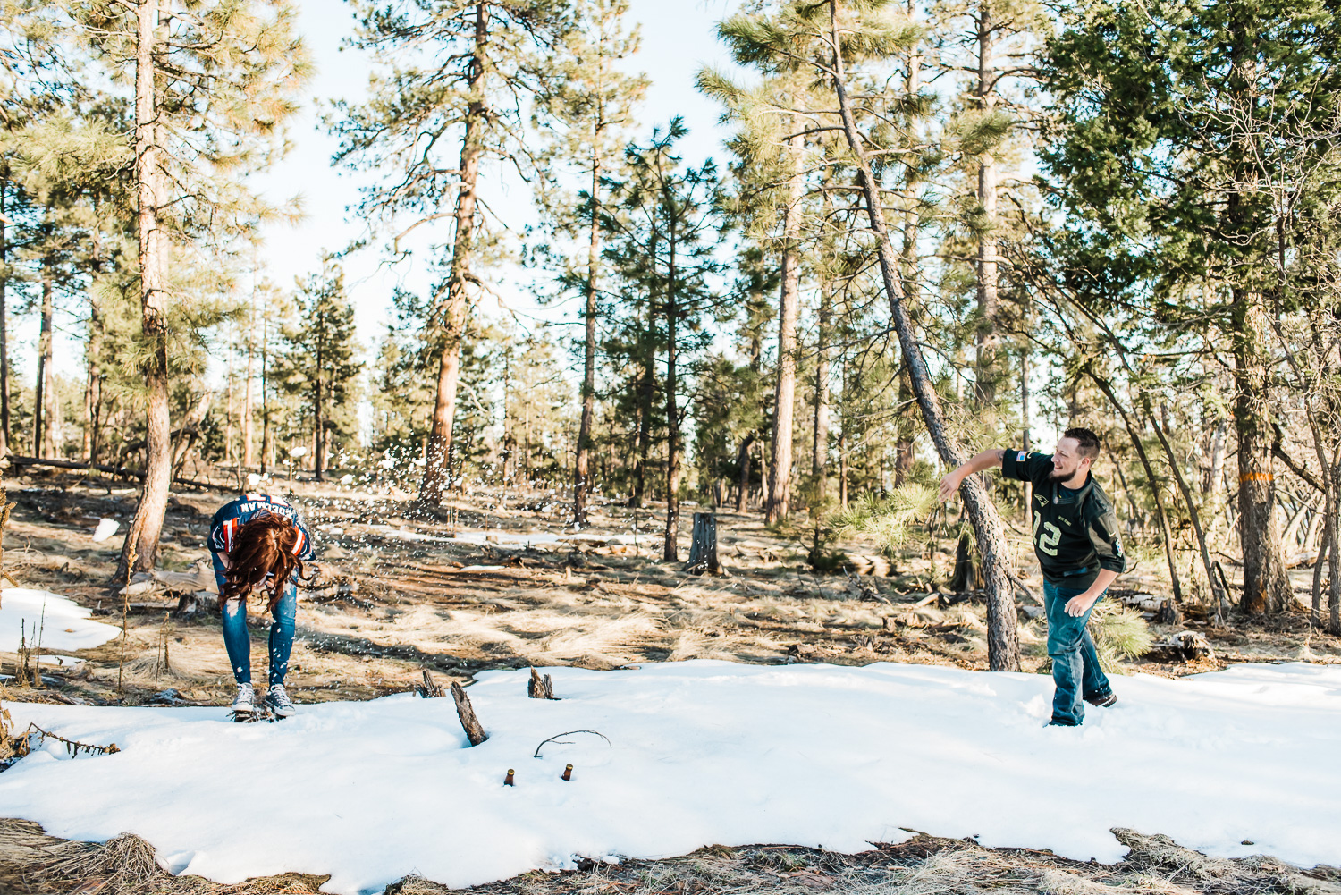 snowball fight engagement photo
