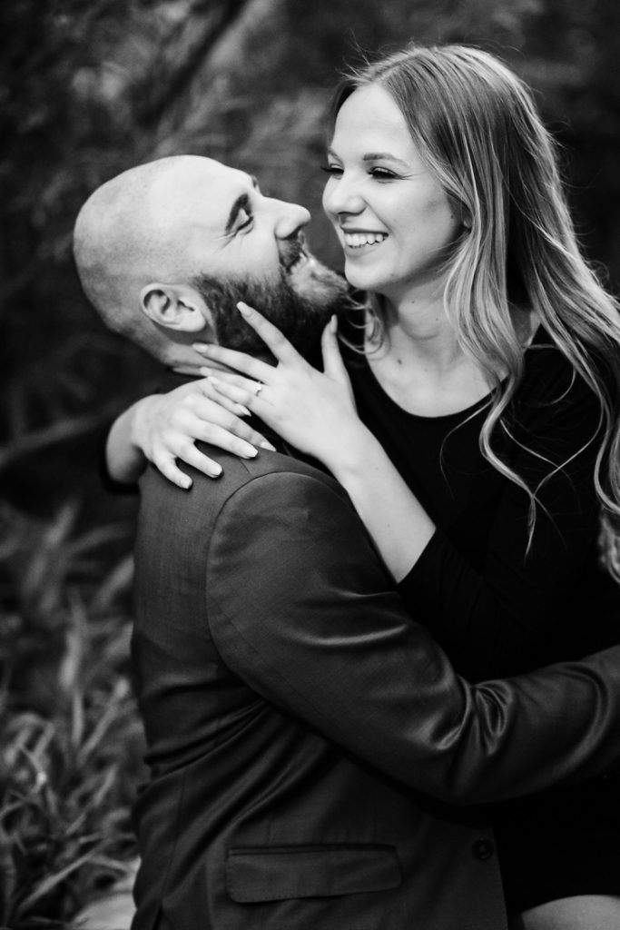 black & white engagement photos